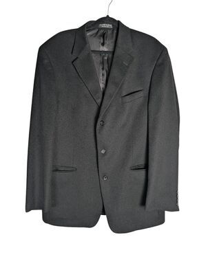 Andrew Fezza Black Wool Cashmere Silk Blend blazer suit jacket mens 44L